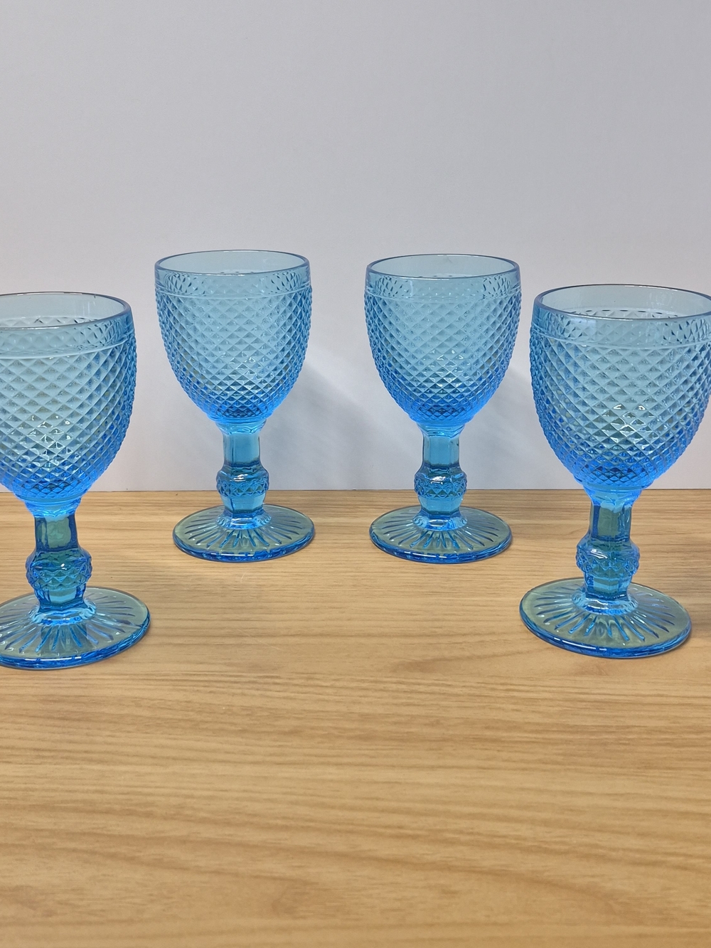 Vista Alegre Bicos Turquoise Blue Water Goblets - Set of 4 - Made in Portugal